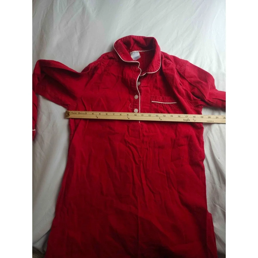 Lands'‎ End Nightgown Pajamas Womens Small 6-8 Red Long Sleeve Sleepwear Cotton